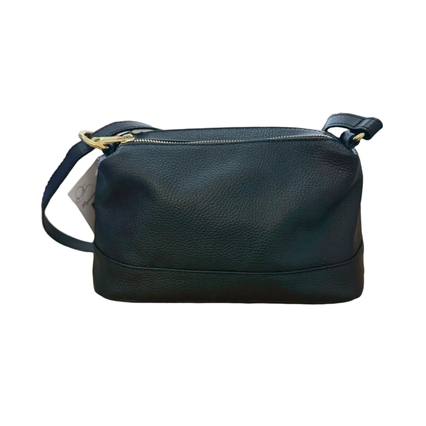Bolso bandolera doble cremallera piel 100% auténtica color negro