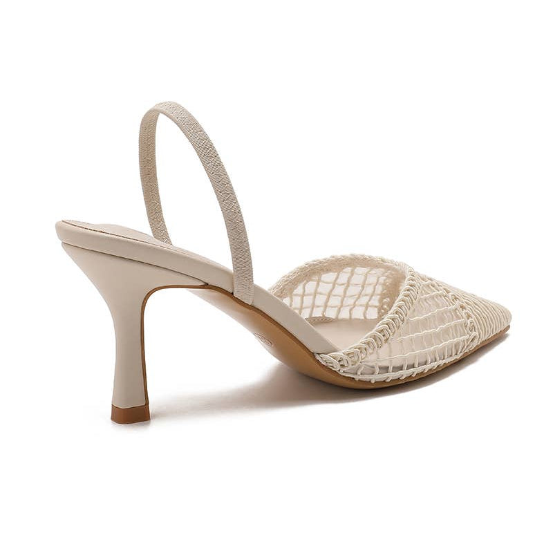 Zapato de tacón fino de malla trenzada color beige - Moments by You