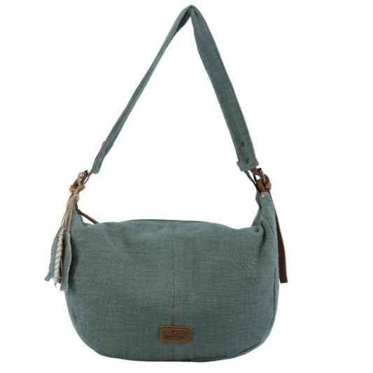 Bolso bandolera tela con detalle de peces colgantes color azul turquesa - mbyou