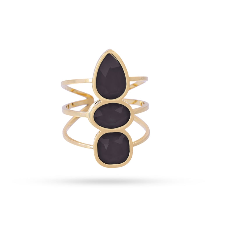 Look negro combinado con oro (pendientes + anillo + cinturón + bolso) - Moments by You