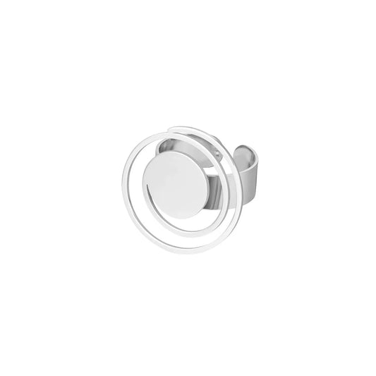 Anillo de acero grande con forma circular irregular en acabado plata - Moments by You