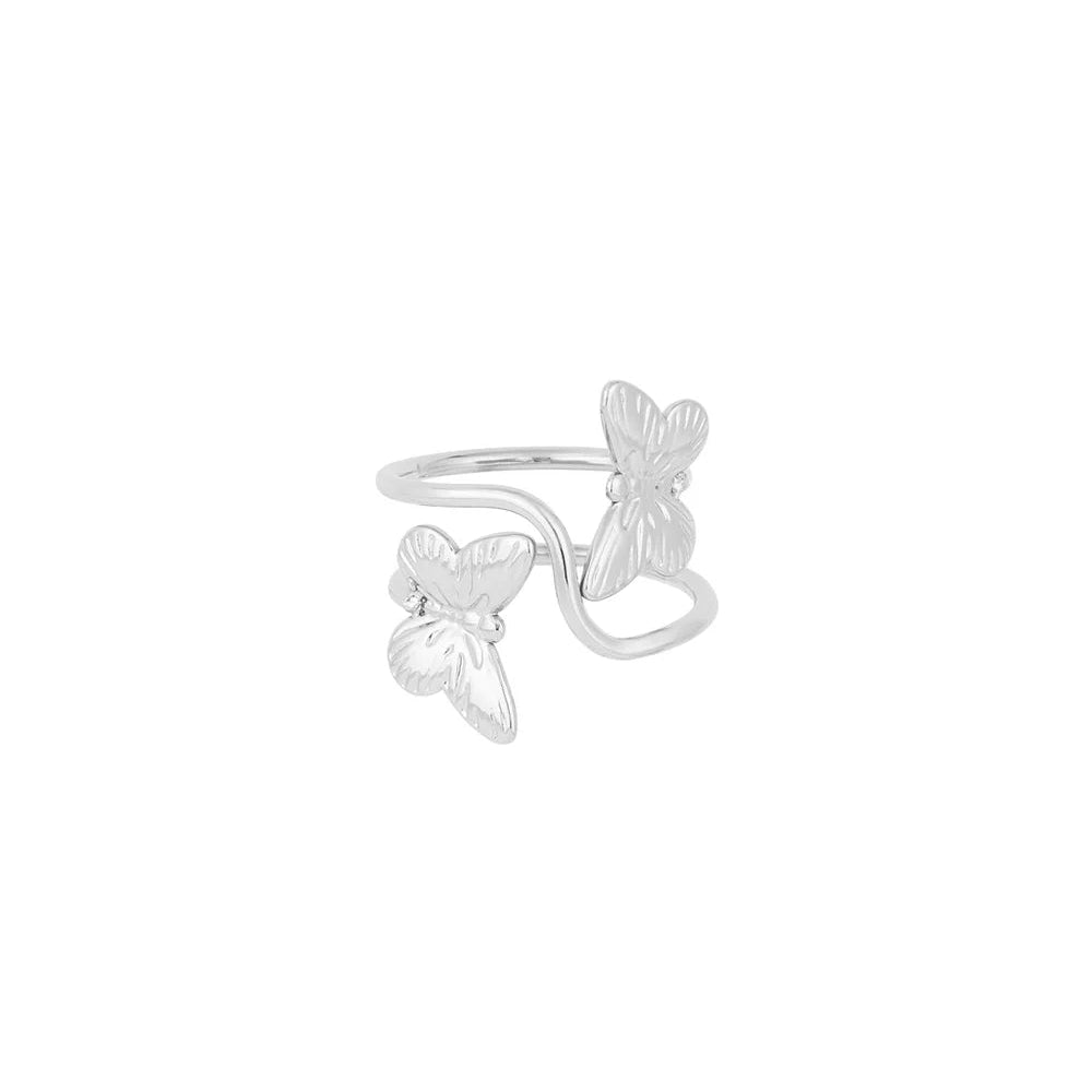Anillo de acero con dos mariposas acabado plata - Moments by You