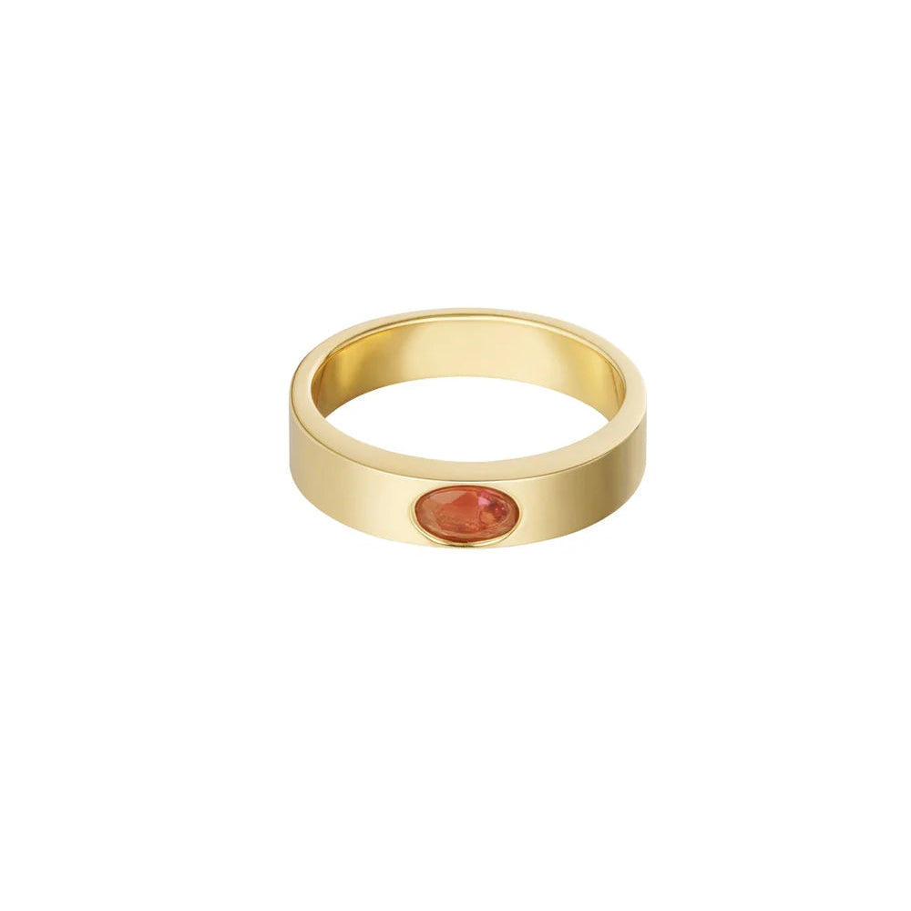 Anillo de acero con diseño simple y liso con circonita - Moments by You