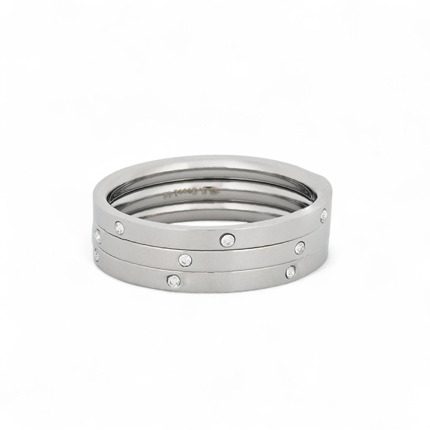 Anillo de acero inoxidable simple con circonitas en acabado plata - Moments by You