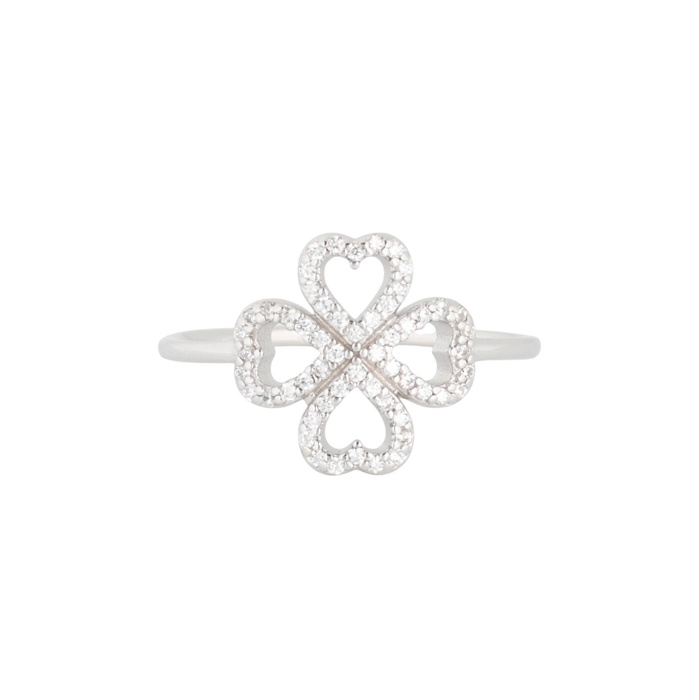 Anillo de plata S925 en forma de trébol con circonitas - Moments by You