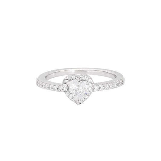 Anillo con corazón de circonitas brillantes - mbyou