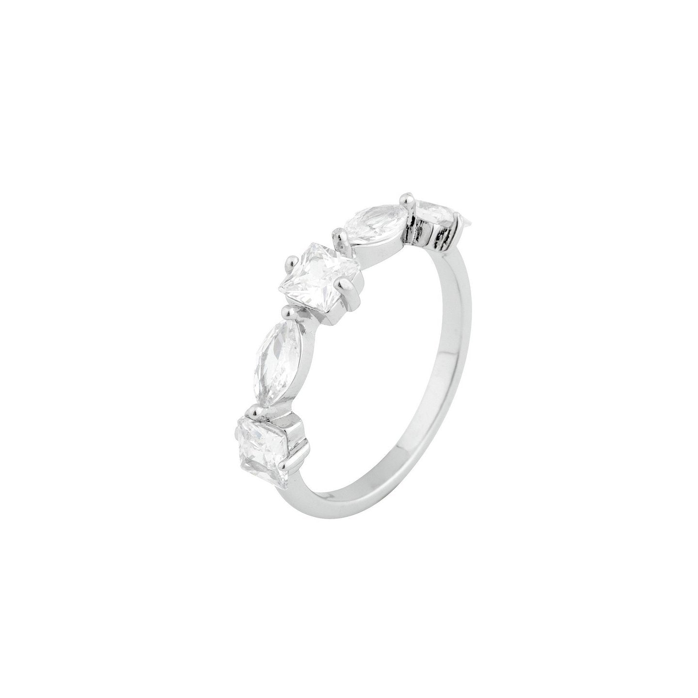 Anillo con circonitas geométricas en acabado plata - Moments by You