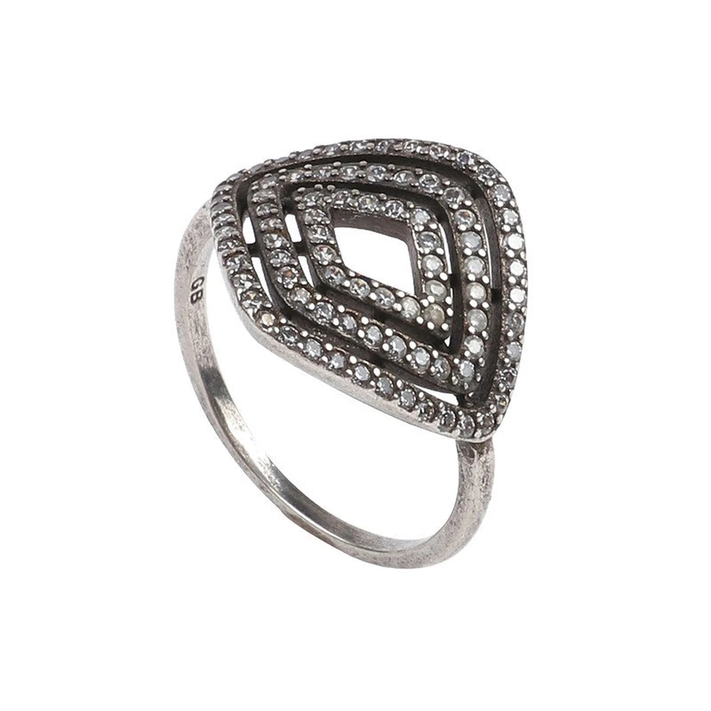 Anillo de acero inoxidable con diseño de tres rombos con circonitas acabado plata  - mbyou