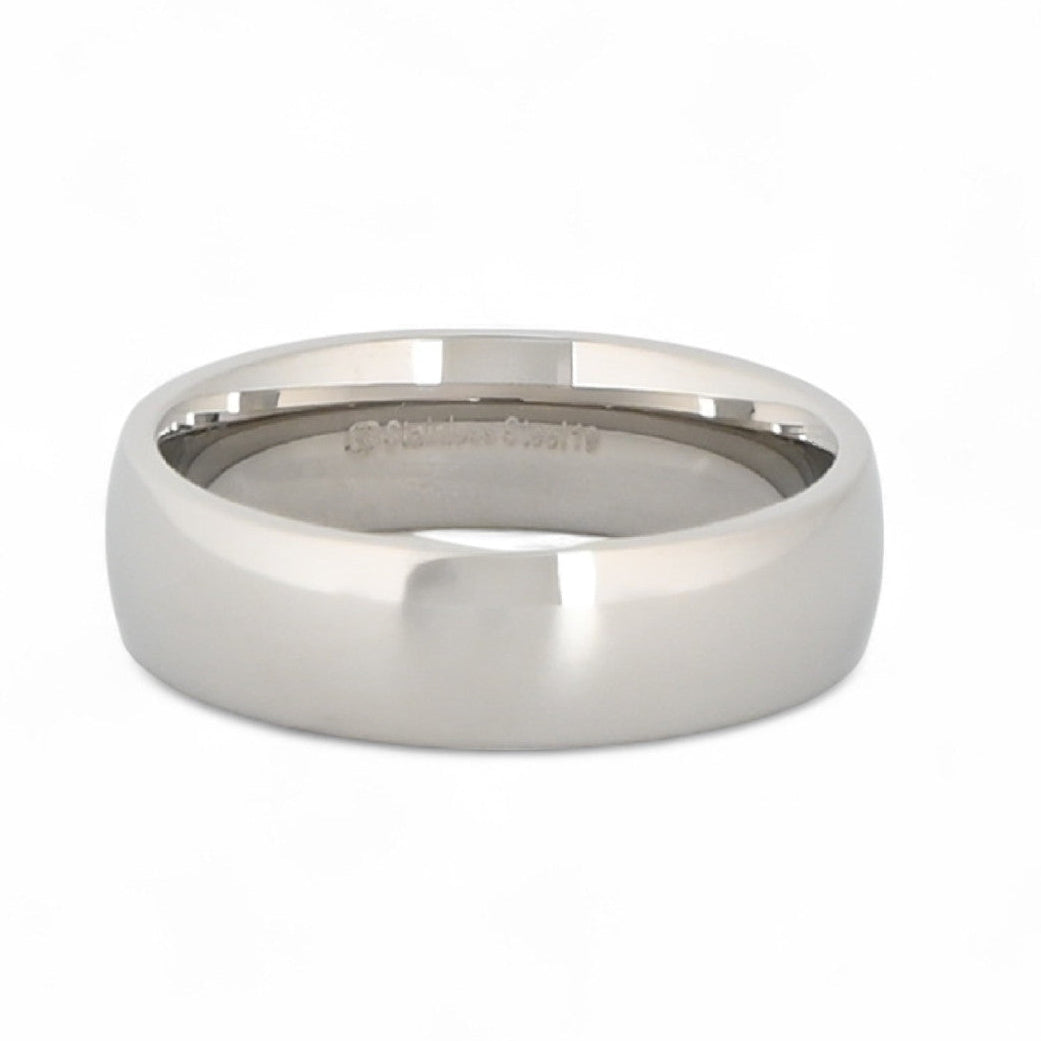 Anillo tipo alianza de acero inoxidable completamente liso acabado plata  - mbyou