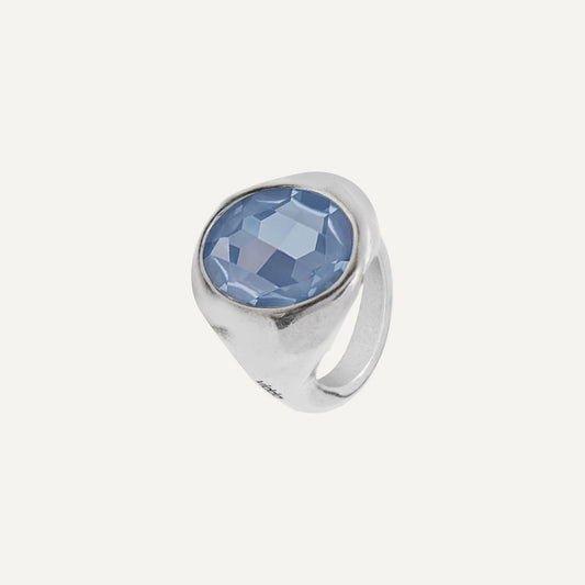 Anillo Kris plata S925 cristal Swarovski azul claro Denim Ignite talla L - Vidda jewelry - mbyou