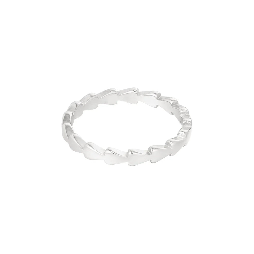Anillo de acero con triángulos unidos entre sí acabado plata - Moments by You