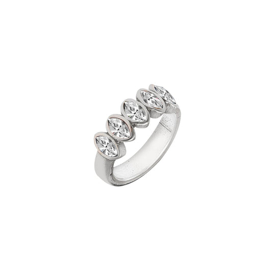 Anillo Navet plata S925 cristal Swarovski brillante transparente talla L- Vidda jewelry - mbyou