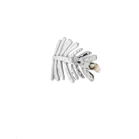 Anillo grande de acero en forma de hoja con textura - Moments by You