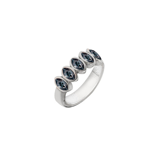 Anillo Navet plata S925 cristal Swarovski silver night talla M- Vidda jewelry - mbyou