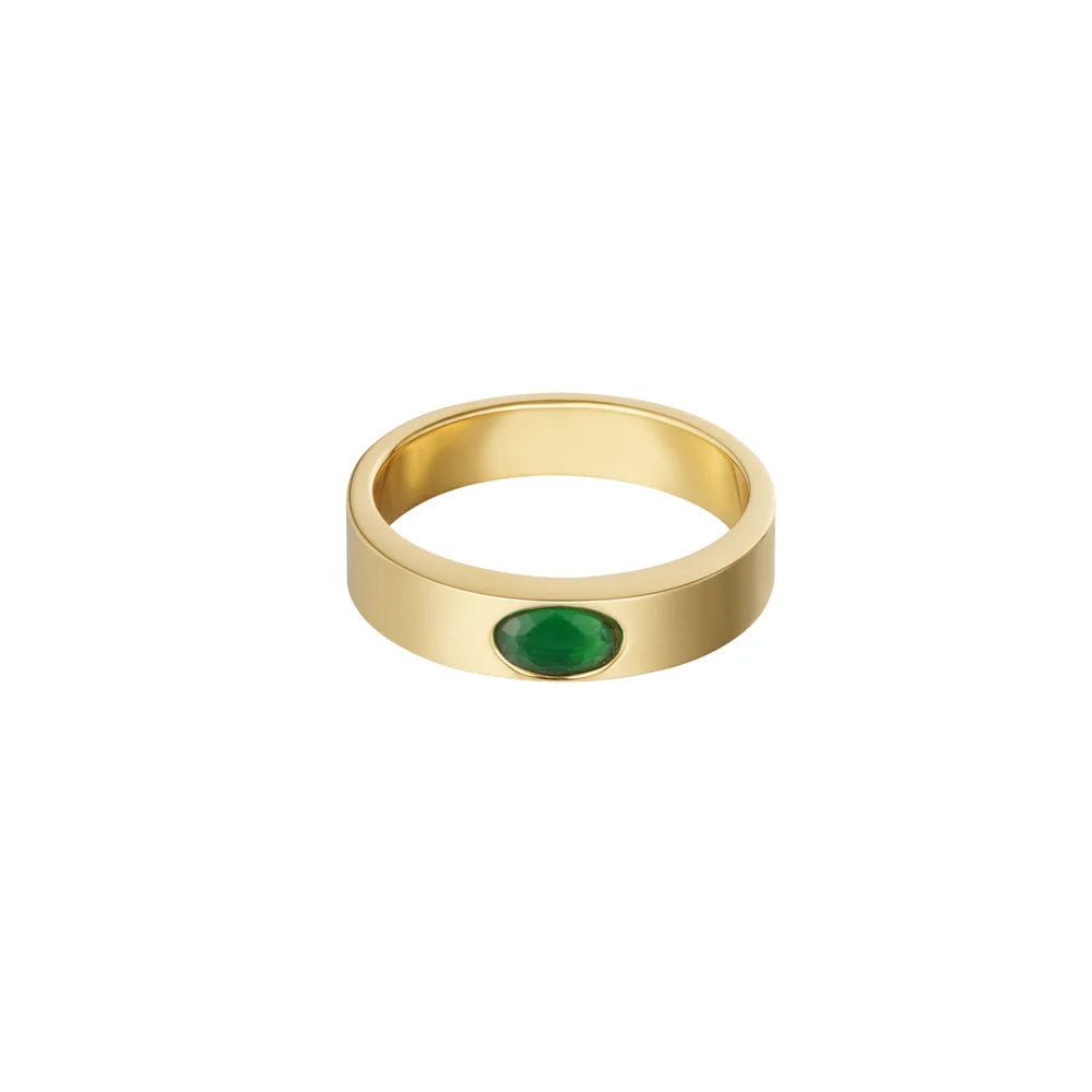 Anillo de acero con diseño simple y liso con circonita - Moments by You