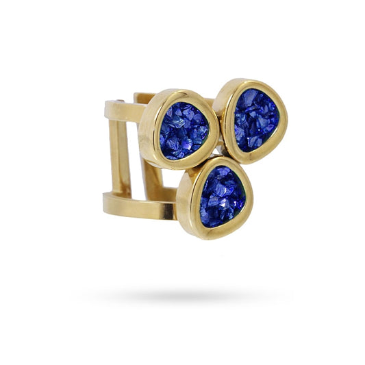 Anillos de acero quirúrgico con conjunto de drusas en azul acabado oro - mbyou
