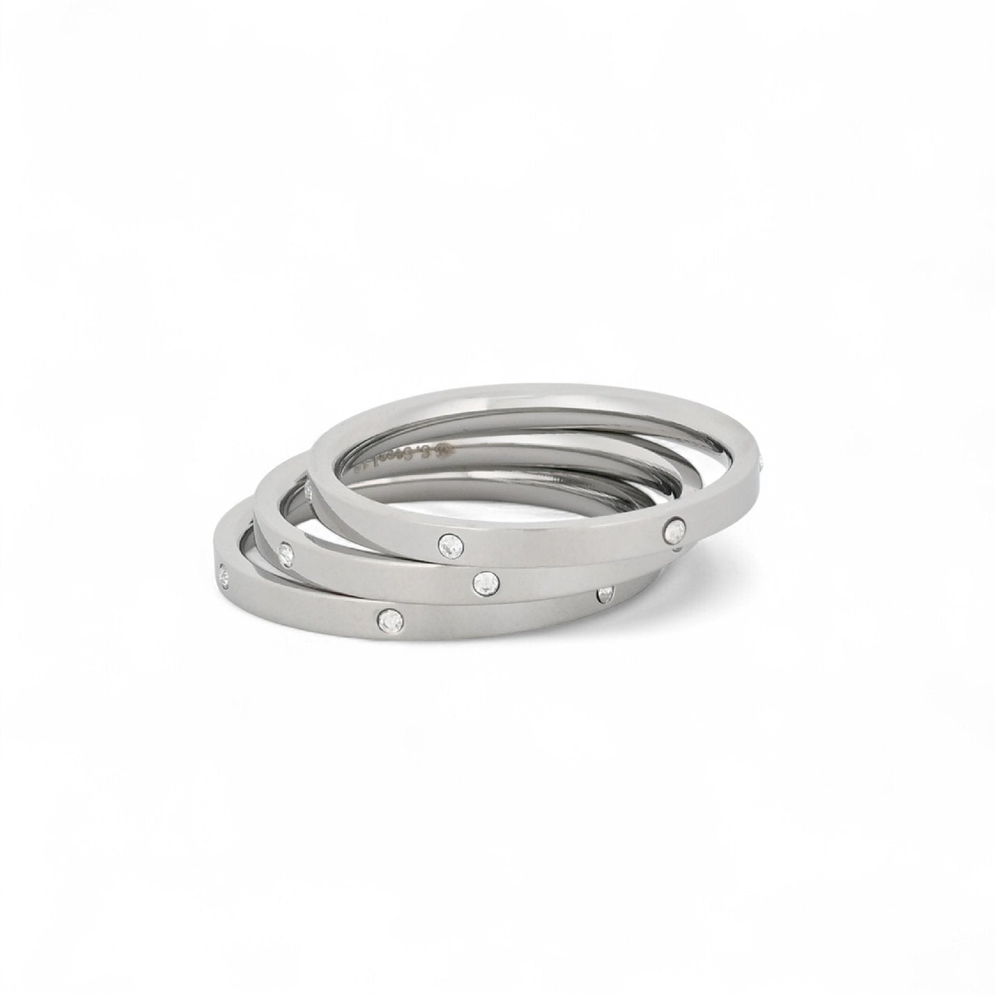 Anillo de acero inoxidable simple con circonitas en acabado plata - Moments by You