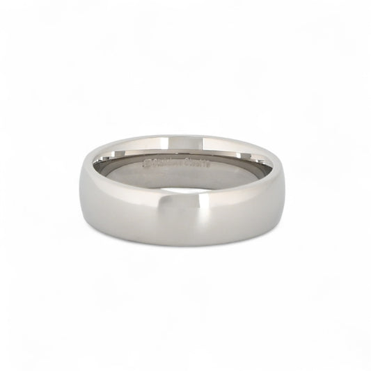 Anillo tipo alianza de acero inoxidable completamente liso acabado plata  - mbyou