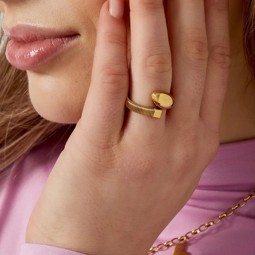 Anillo de acero de malla y apertura con forma ovalada - Moments by You