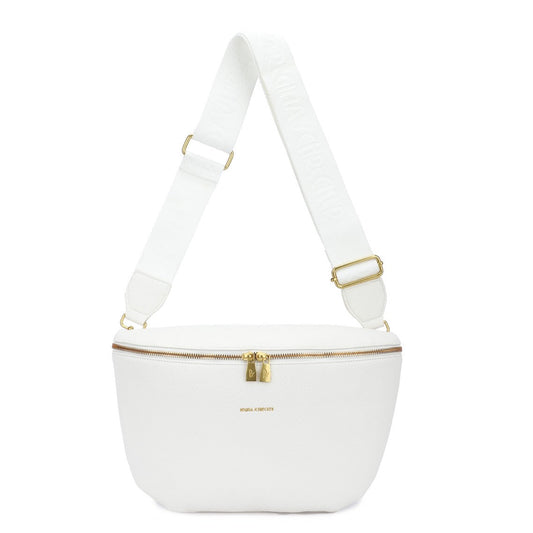 Bolso riñonera y pechonera efecto piel blanco