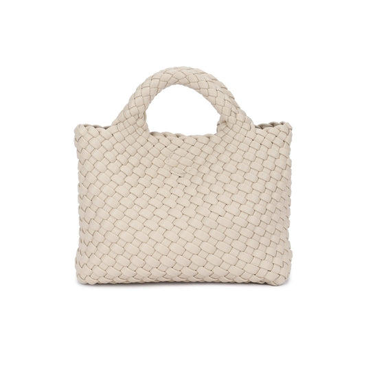 Bolso efecto piel trenzada color beige pequeño