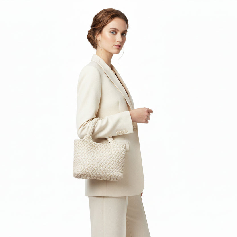 Bolso efecto piel trenzada color beige pequeño - Moments by You