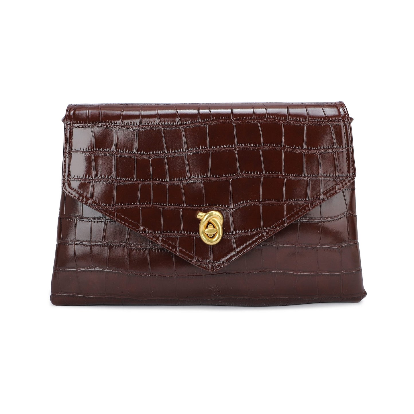 Bolso de mano y bandolera con solapa acabado cocodrilo color burdeos - mbyou