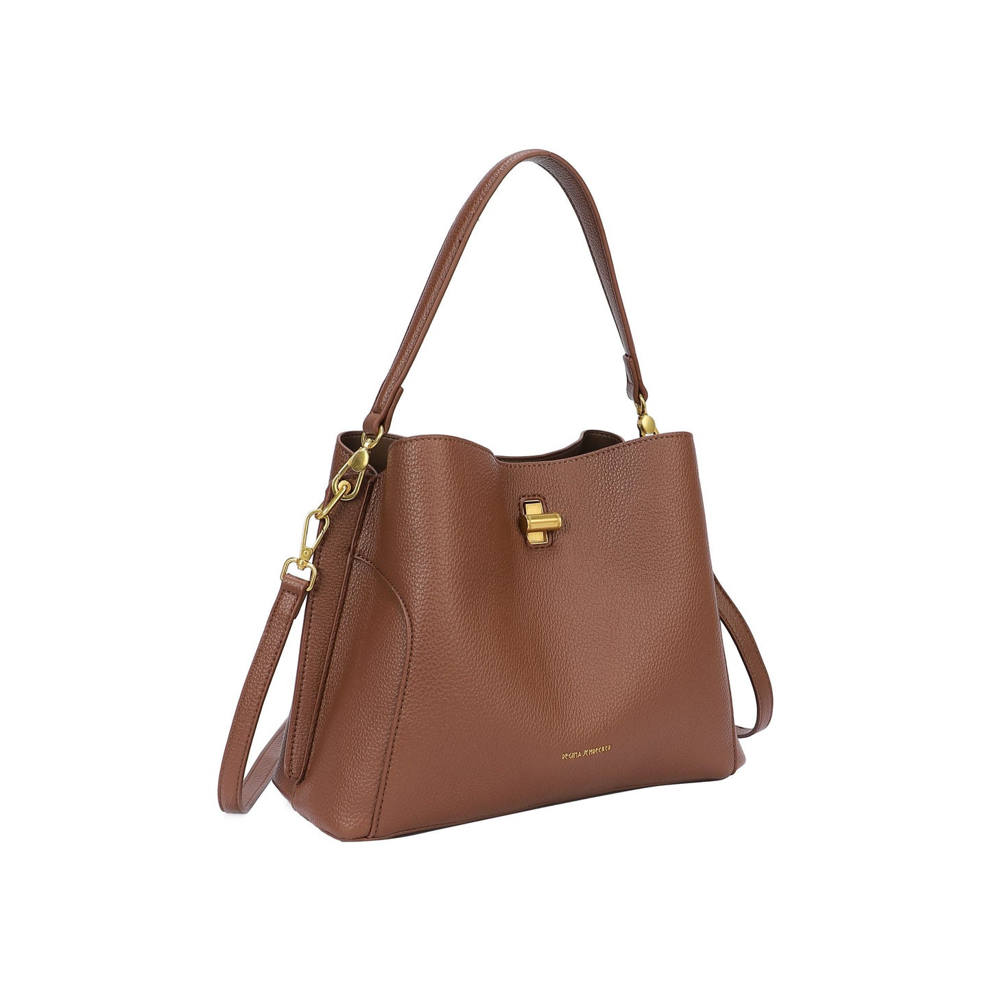 Bolso tipo bombonera bandolera con cierre giratorio color camel - mbyou
