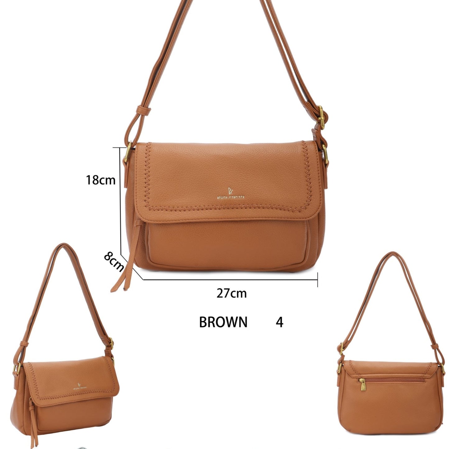 Bolso efecto piel bandolera con solapa color beige - mbyou