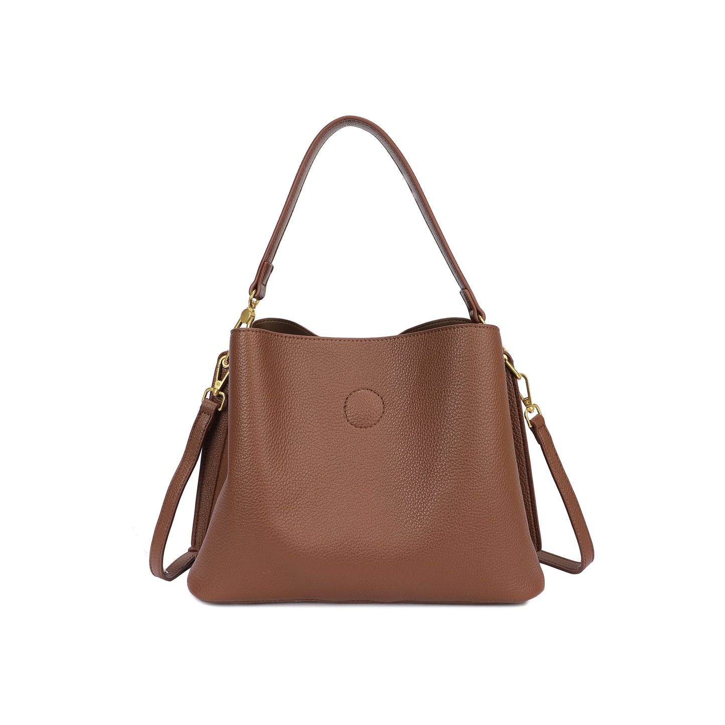 Bolso tipo bombonera bandolera con cierre giratorio color camel - mbyou