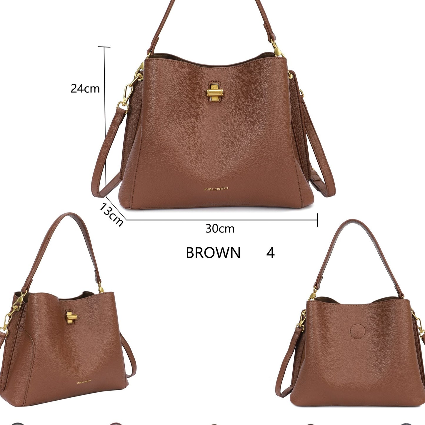 Bolso tipo bombonera bandolera con cierre giratorio color camel - mbyou