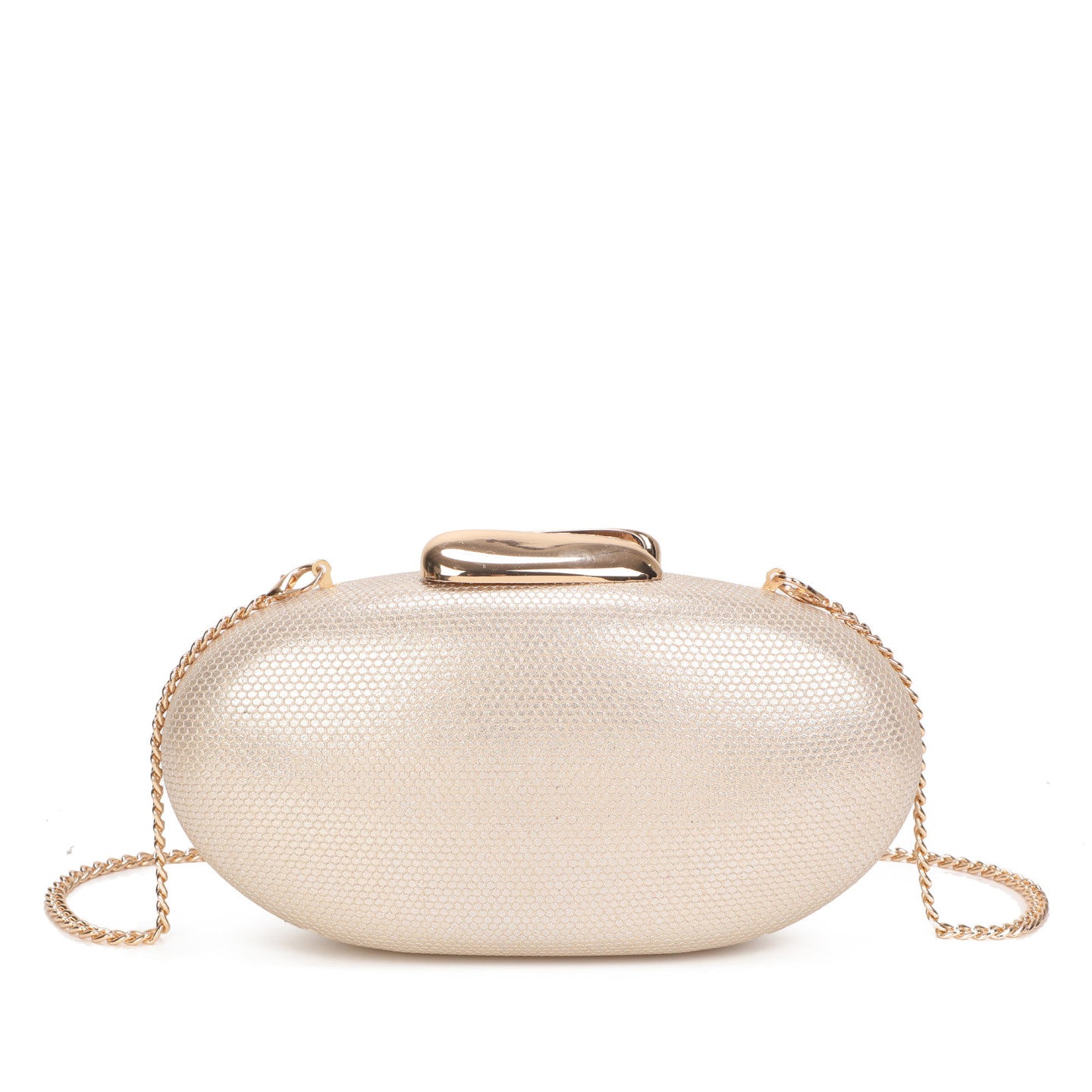 Bolso de fiesta clutch rígido con diseño pixelado y acabado brillante
