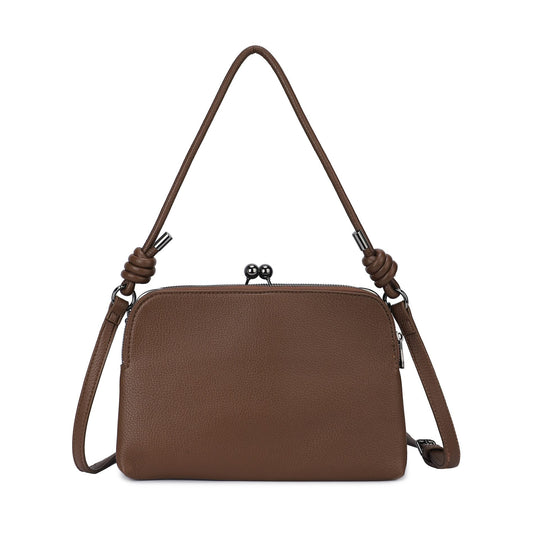 Sac bandoulière avec surpiqûres noires