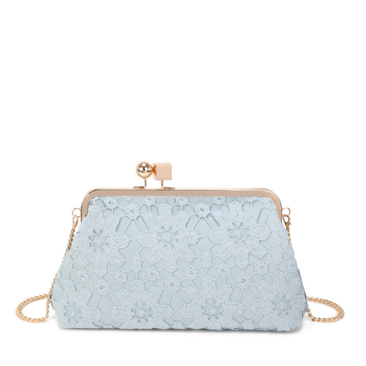 Bolso de fiesta con diseño floral tejido en varios colores y cierre vintage con cuadrado y esfera - Moments by You