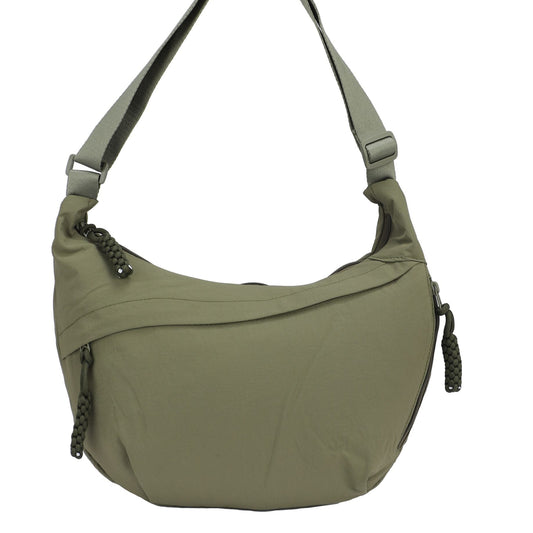 Bolso bandolera tela impermeable y dos bolsillos exteriores color verde militar - mbyou