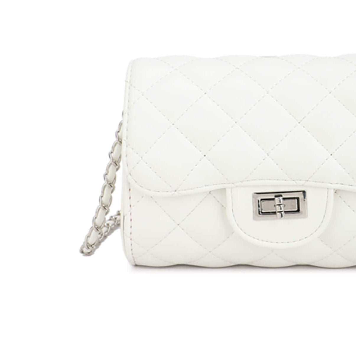 Bolso efecto piel guateado pequeño color blanco- mbyou