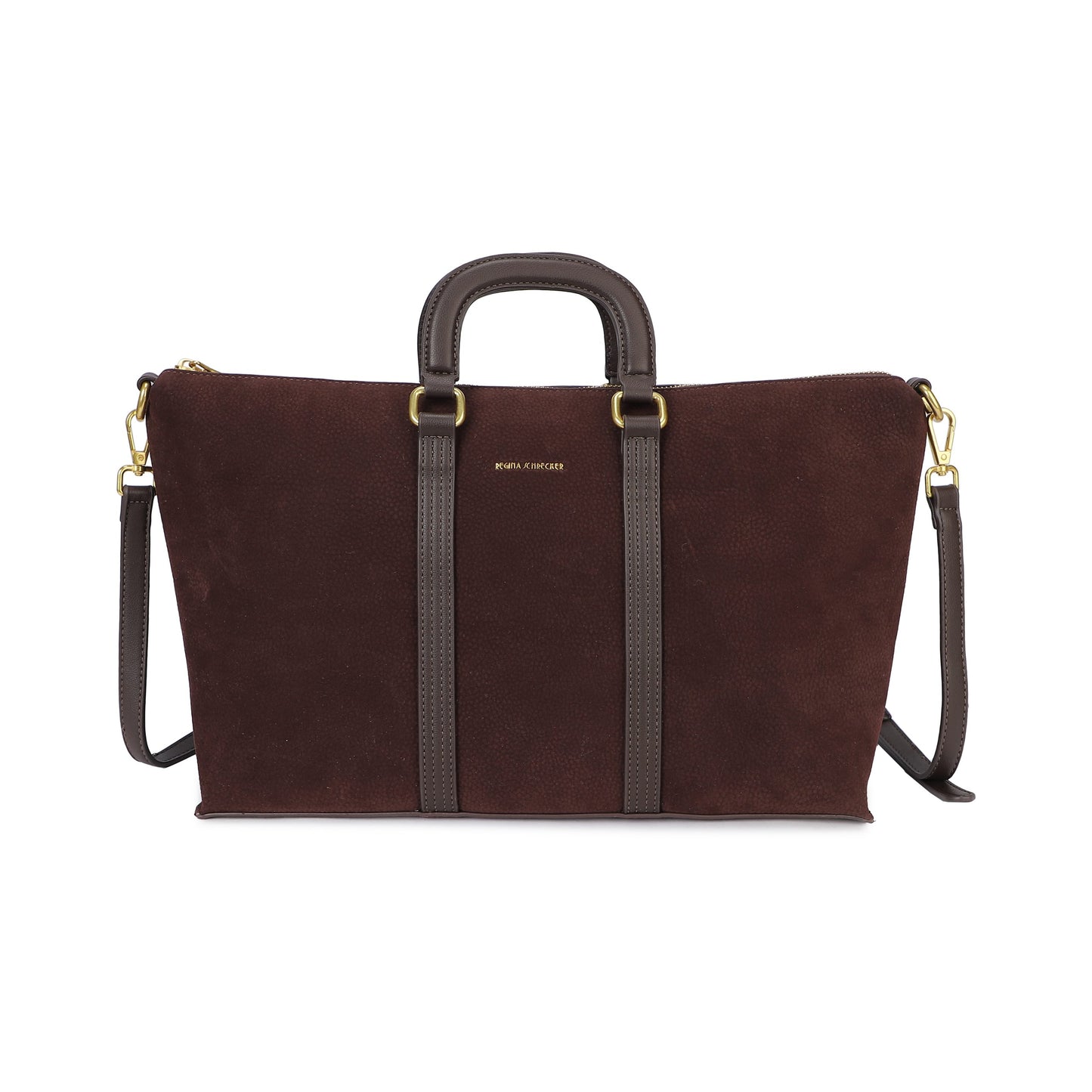 Bolso grande tipo maletín acabado efecto ante en color marrón chocolate - mbyou