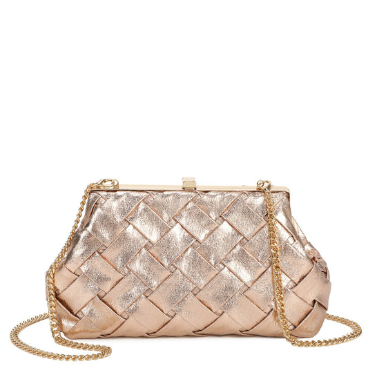 Sac à main pochette de soirée en satin noir avec bretelles croisées