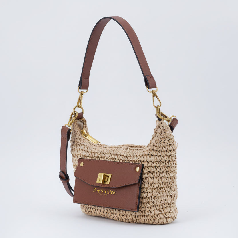 Bolso bandolera de fibra 100% natural tipo saco moldeable y con bolsillo en forma de sobre - Moments by You