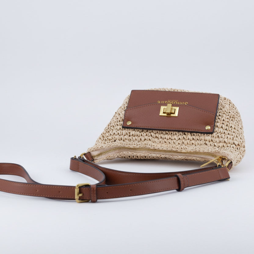 Bolso bandolera de fibra 100% natural tipo saco moldeable y con bolsillo en forma de sobre - Moments by You