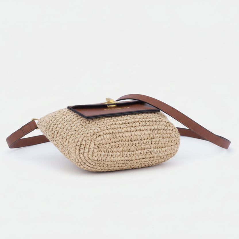 Bolso bandolera de fibra 100% natural tipo saco moldeable y con bolsillo en forma de sobre - Moments by You