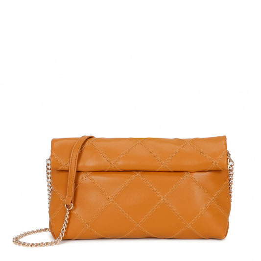 Bolso bandolera efecto piel con detalle cuadriculado color camel - mbyou