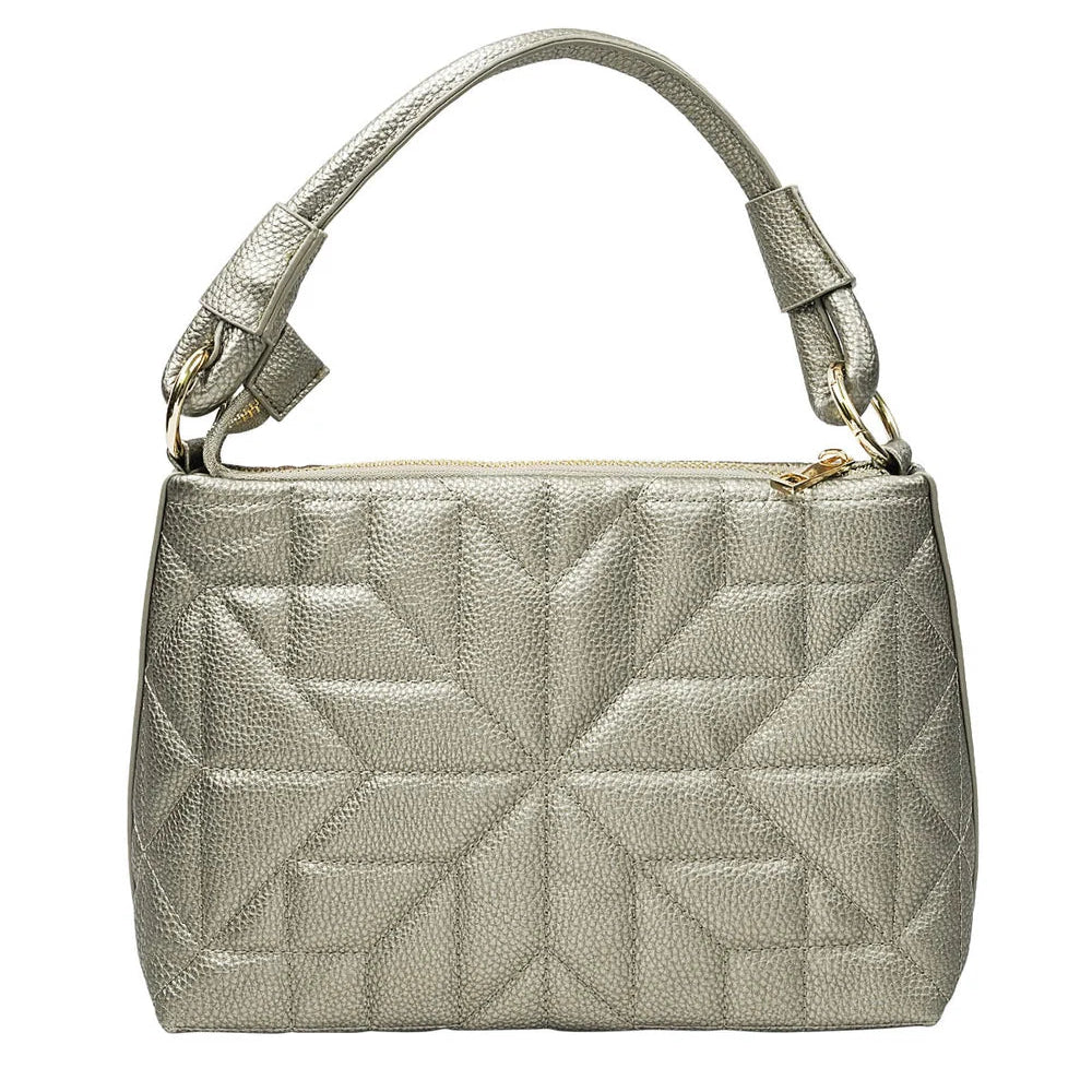 Bolso acolchado con efecto metalizado en color topo y detalles en acabado oro - Moments by You