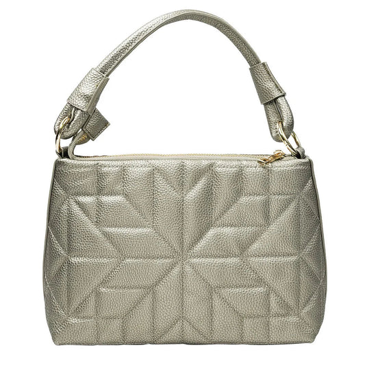 Bolso acolchado con efecto metalizado en color topo y detalles en acabado oro - Moments by You