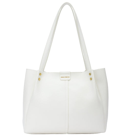 Bolso efecto piel tipo shopper básico color blanco - mbyou