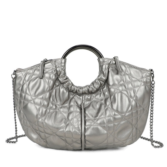 Plain orange velvet party handbag