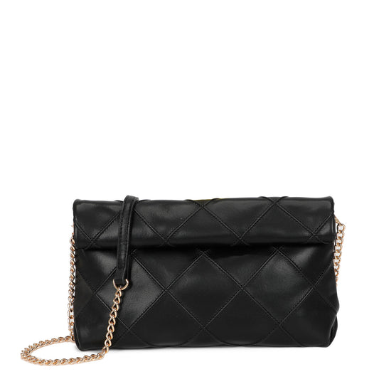 Bolso bandolera efecto piel con detalle cuadriculado color negro - mbyou