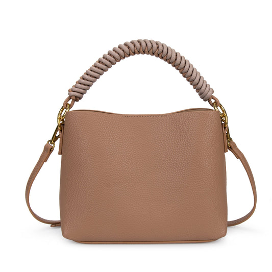 Bolso de mano con asa tipo cuerda beige