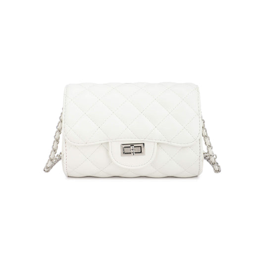 Bolso efecto piel guateado pequeño color blanco- mbyou