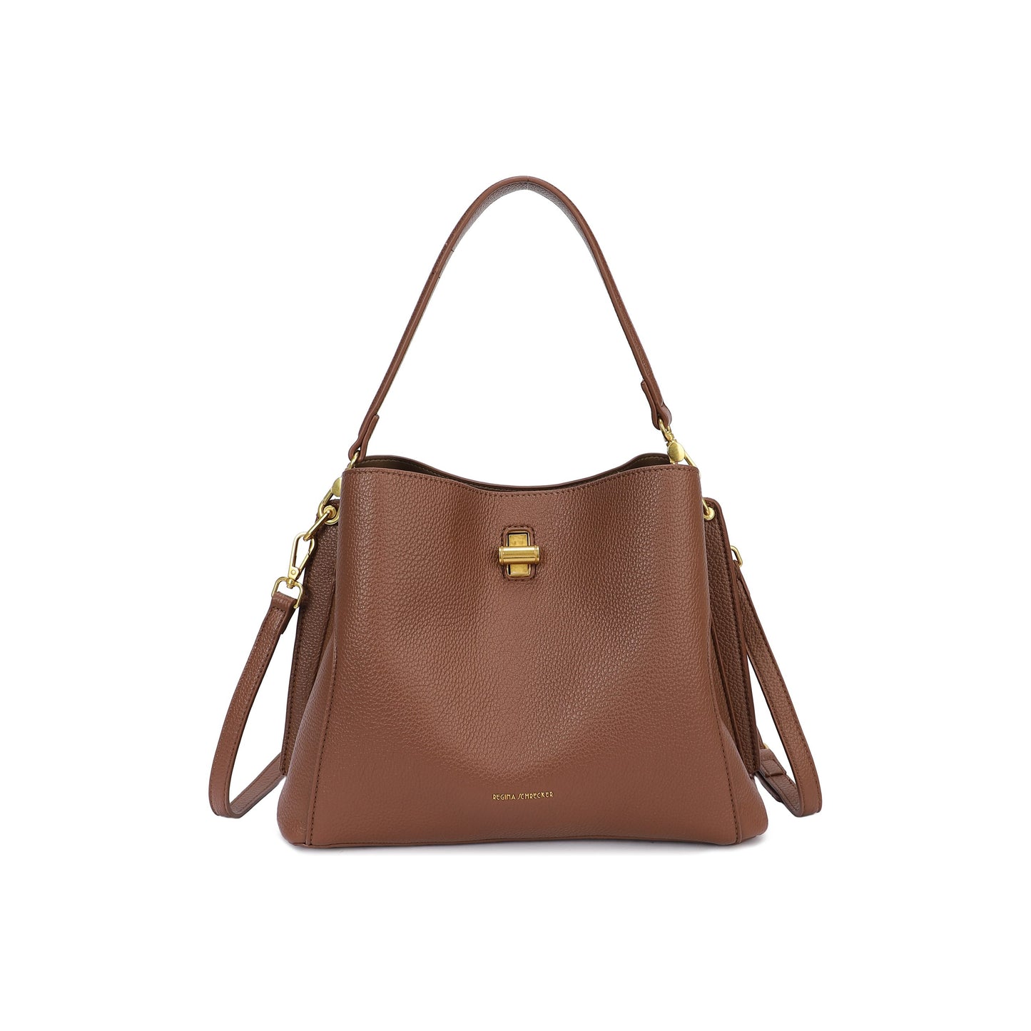 Bolso tipo bombonera bandolera con cierre giratorio color camel - mbyou